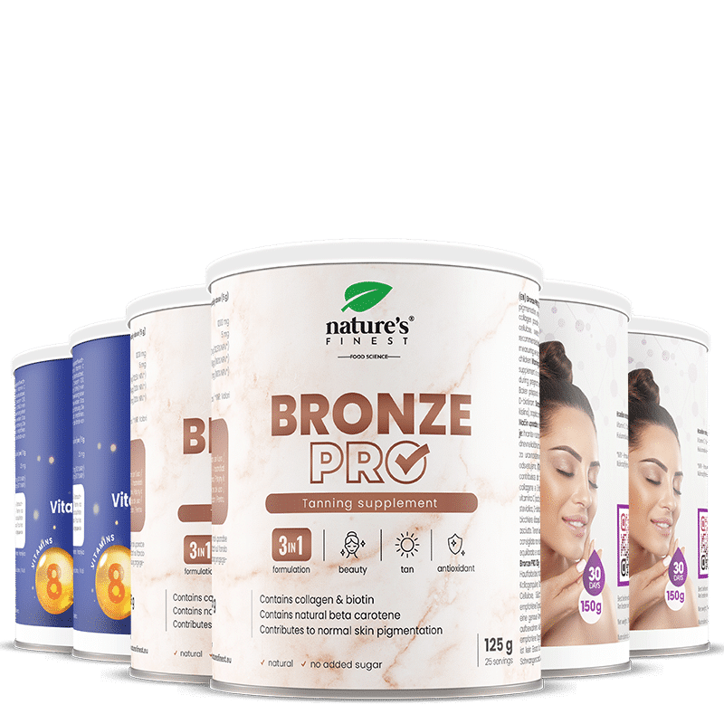 2x Beauty Hyaluron + 2x Golden Q10 + 2x Bronze PRO pacote