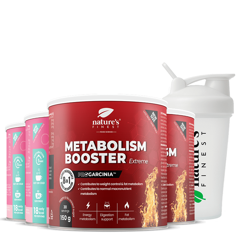2x Beauty Tea with Hyaluron + 2x Metabolism Booster Extreme + NF shaker pacote